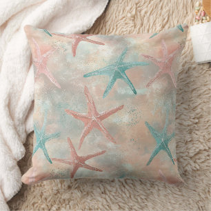 Coastal Starfish Terracotta Teal Sandy Cushion