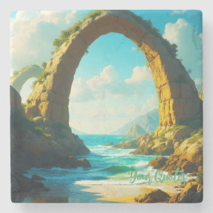 Coastal Stone Arch Ocean Landscape Coaster