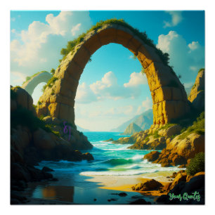 Coastal Stone Arch Ocean Landscape Poster