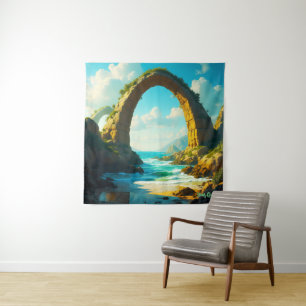 Coastal Stone Arch Ocean Landscape Tapestry