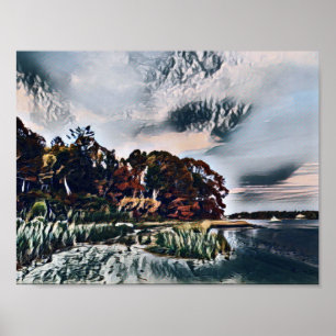 Coastal Storm Clouds Gather Over Cape Cod Shore Poster