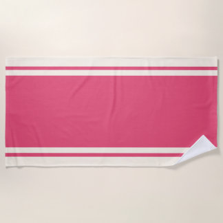 Coastal Stripe Beach Towel - Raspberry & Cream