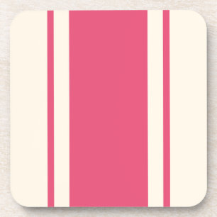 Coastal Stripe Coaster - Raspberry & Cream