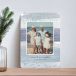 Coastal Stripe | Holiday Photo Card<br><div class="desc">Chic coastal style holiday card adds nautical flair to your Christmas greetings. Perfect for sharing a vacation photo, or for families who live in coastal, tropical, warm weather or island locales, this elegant design features your favourite photo on a background of blue and sea green watercolor stripes, with blue faux...</div>