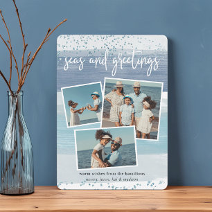 Coastal Stripe   Holiday Photo Collage Card
