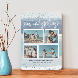 Coastal Stripe   Holiday Photo Collage Card