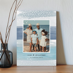 Coastal Stripe   Vertical Photo Christmas Foil Holiday Card