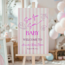 Coastal Stripes Girl Sea You Baby Shower Welcome