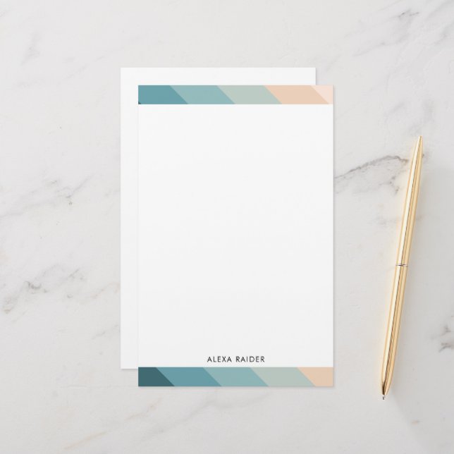 Coastal Stripes Stationery (Front/Back In Situ)