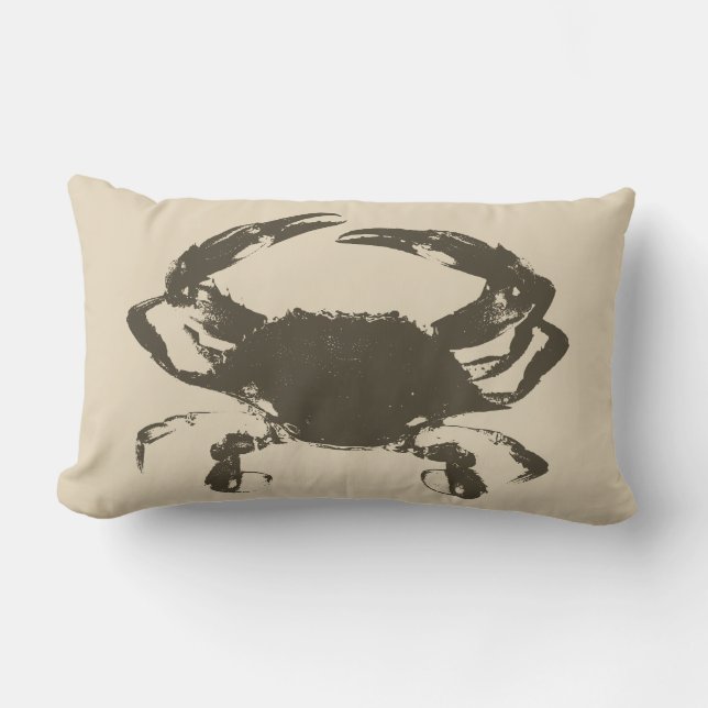 Coastal Style Taupe Crab Lumbar Cushion (Front)
