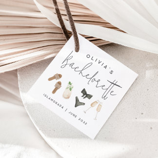 Coastal Summer Neutrals Bachelorette Party Favour Tags