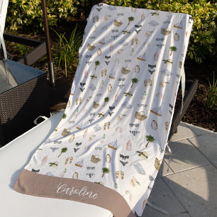 Coastal Summer Personalised Bachelorette Party Beach Towel