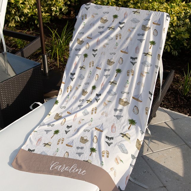 Coastal Summer Personalised Bachelorette Party Beach Towel (Creator Uploaded)