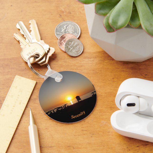 Coastal Summer Sunset Silhouette Key Ring (Desk)