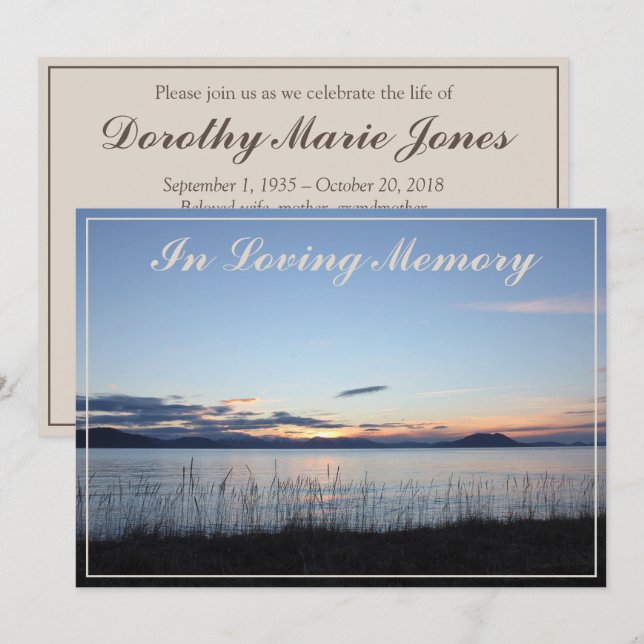 Coastal Sunset Memorial Service Announcement (Front/Back)