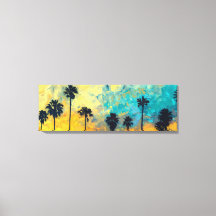 Coastal Sunset Palms Wrapped Canvas Art