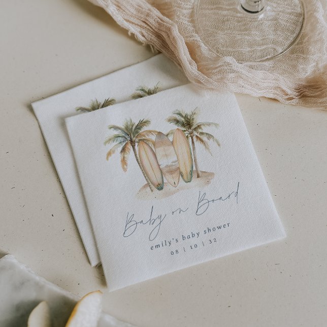 Coastal Surf "Baby on Board" Baby Shower Napkin (Creator Uploaded)