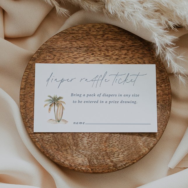 Coastal Surf Baby Shower Diaper Raffle Ticket Enclosure Card (Creator Uploaded)