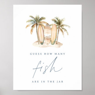 Coastal Surf Baby Shower Fish Guessing Game Sign