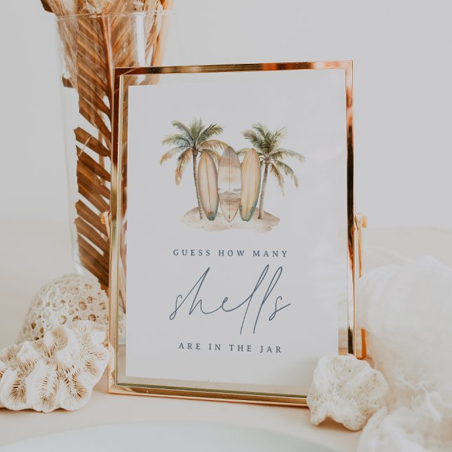 Coastal Surf Baby Shower Shell Guessing Game Sign (Creator Uploaded)