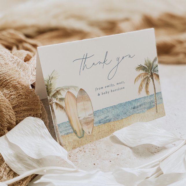 Coastal Surf Baby Shower Thank You Card (Creator Uploaded)