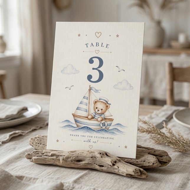 Coastal Teddy Bear Nautical  Table Number (Creator Uploaded)