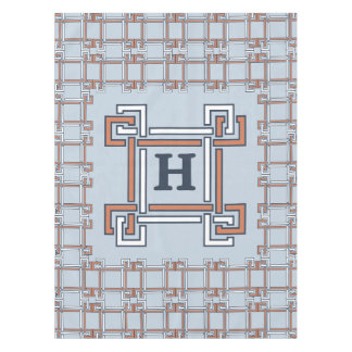 Coastal Terracotta Sky Blue Monogram Tablecloth