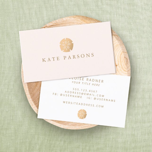 Coastal Theme Sand Dollar Pastel Pink Business Card (Creator Uploaded)