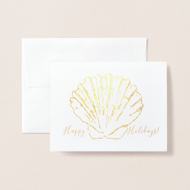 Coastal Theme Scallop Shell Holiday Card (Front With Envelope)