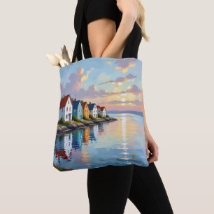 Coastal Themed Beach Homes on the Bay Tote Bag