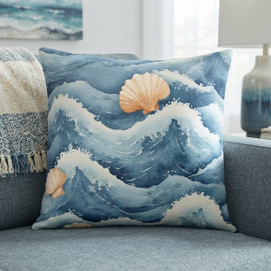 Coastal Tides Sea-fan Shells Watercolor Foam Beach Cushion