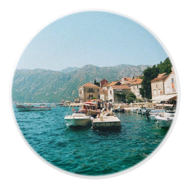 Coastal town of Perast,  Montenegro  Ceramic Knob (Front)