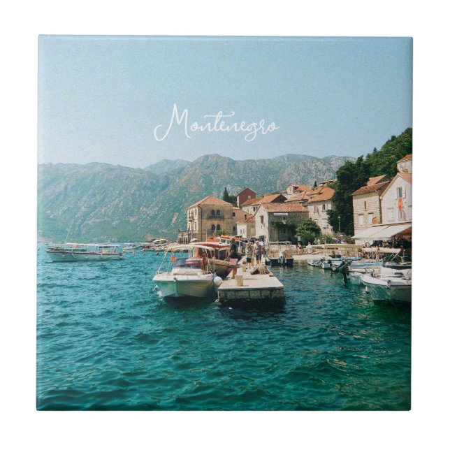 Coastal town of Perast,  Montenegro  Ceramic Tile (Front)