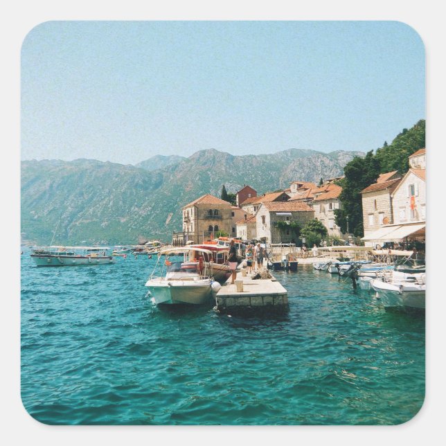 Coastal town of Perast,  Montenegro  Square Sticker (Front)