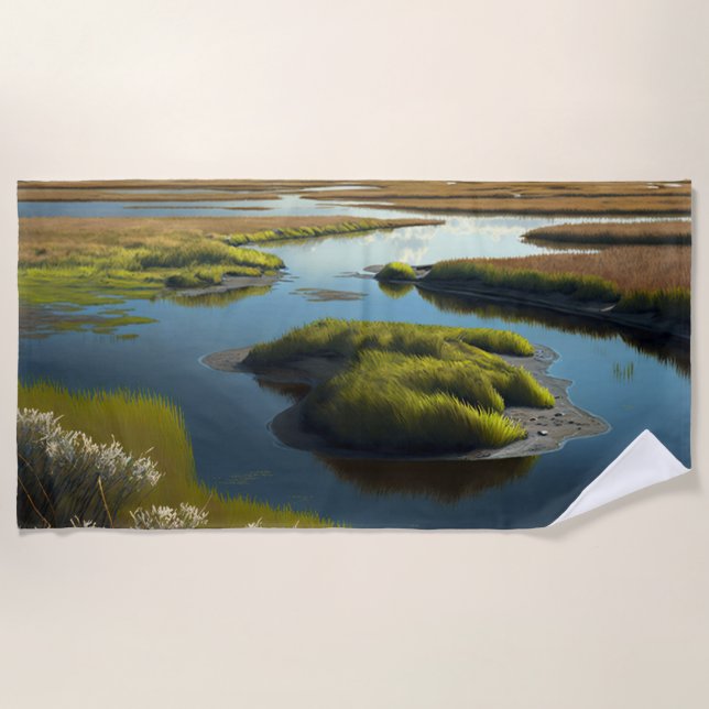 Coastal Tranquility Beach Towel (Front)