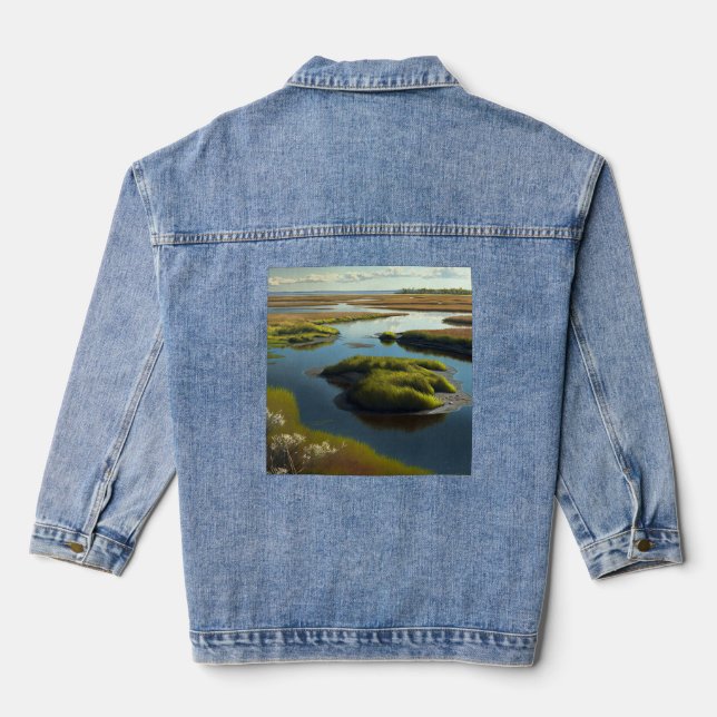 Coastal Tranquility Denim Jacket (Back)