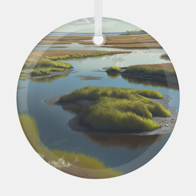 Coastal Tranquility Glass Tree Decoration (Front)