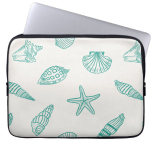 Coastal Treasure Teal Ivory Laptop Sleeve