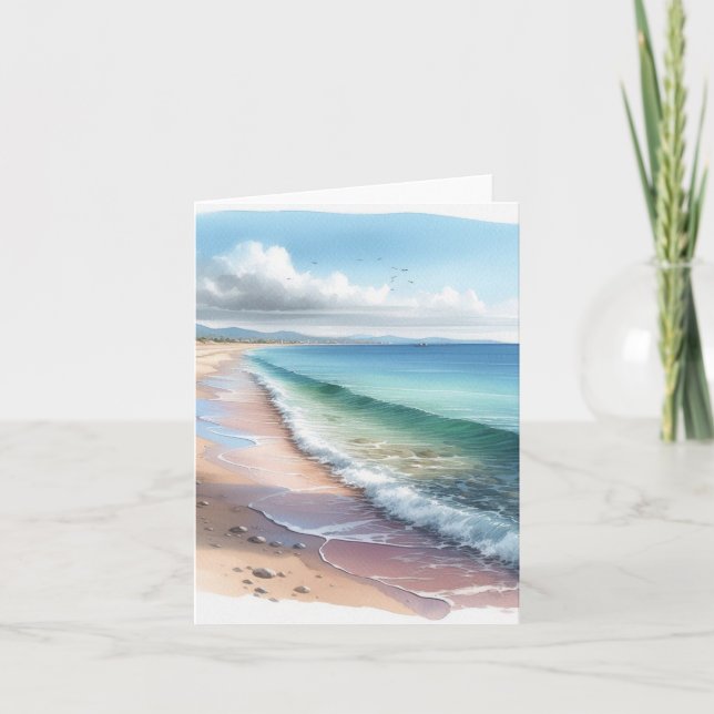 Coastal Tropical Beach Thank You Card (Front)