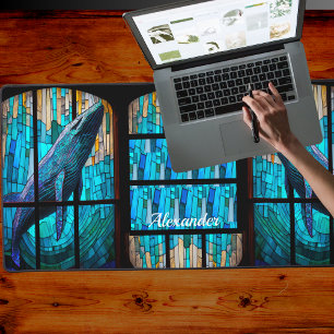 Coastal Tropical Blue Grey Whale  Desk Mat