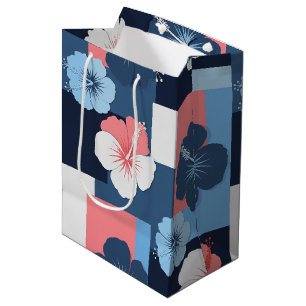 Coastal Tropical Hibiscus Pattern (11) Medium Gift Bag