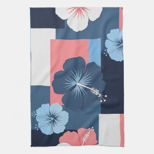 Coastal Tropical Hibiscus Pattern (11) Tea Towel