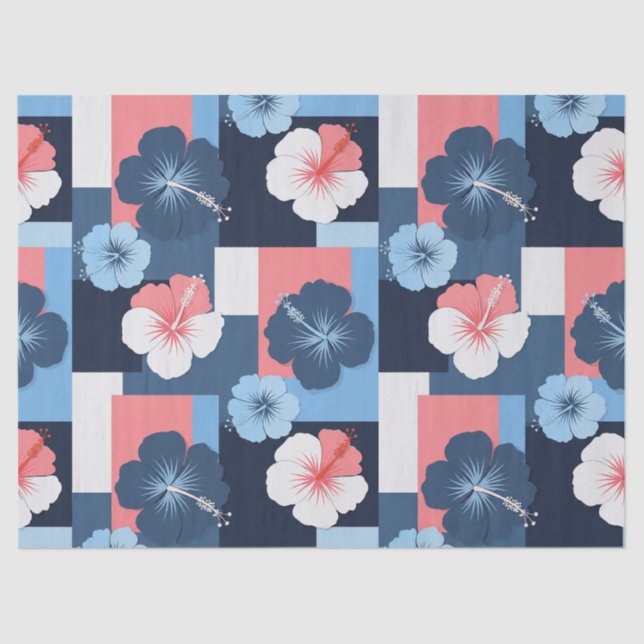 Coastal Tropical Hibiscus Pattern (11) Tissue Paper (Front)