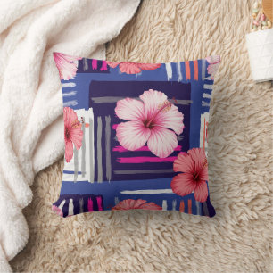 Coastal Tropical Hibiscus Pattern (12) Cushion