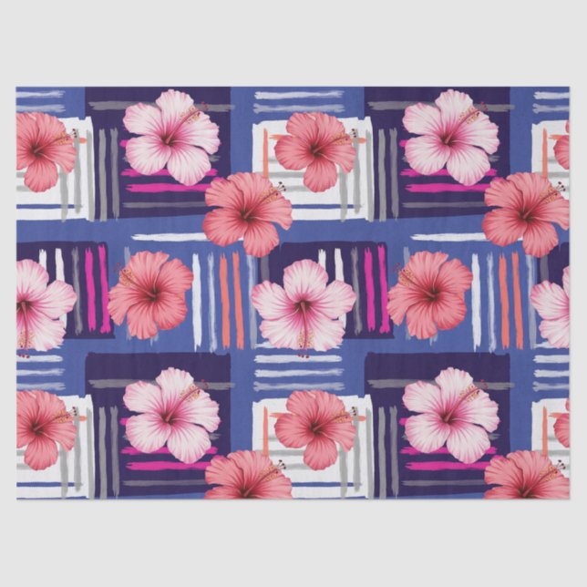 Coastal Tropical Hibiscus Pattern (12) Tissue Paper (Front)