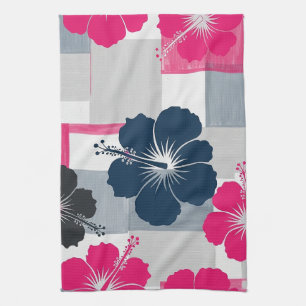 Coastal Tropical Hibiscus Pattern (13) Tea Towel