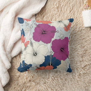 Coastal Tropical Hibiscus Pattern (15) Cushion