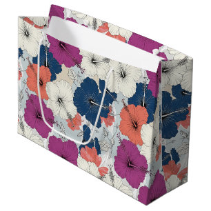 Coastal Tropical Hibiscus Pattern (15) Large Gift Bag