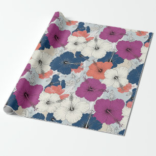 Coastal Tropical Hibiscus Pattern (15) Wrapping Paper