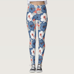Coastal Tropical Hibiscus Pattern (1) Leggings